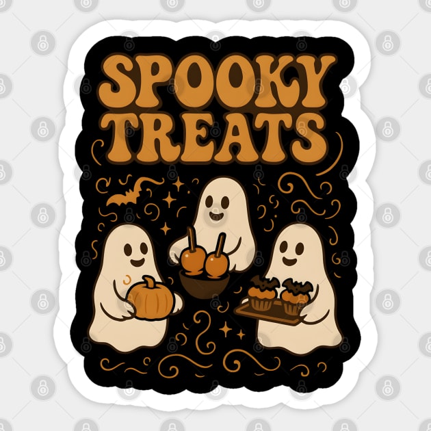 Spooky Treats Ghost Halloween Graphic | Cute Foodie Holiday Gift Sticker by MakerMind8.2